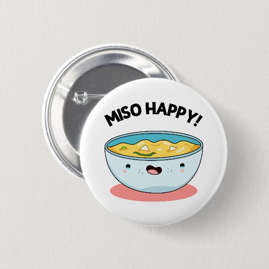 Miso Happy Funny Soup Pun Ronde Button 5,7 Cm (Voorkant /achterkant)