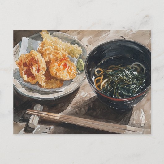 Miso soep en tempura briefkaart (Voorkant)