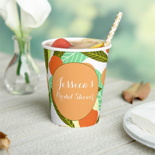 Mispel Fruit Patroon Bruidscadeau Perzik Papieren Bekers (Insitu)