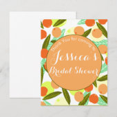 Mispel Fruitpatroon Bruidsmeisjesfeest Perzik Beda RSVP Kaartje (Voorkant / Achterkant)