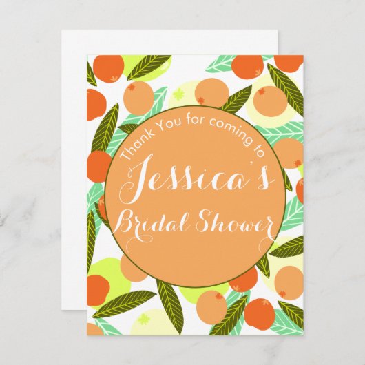 Mispel Fruitpatroon Bruidsmeisjesfeest Perzik Beda RSVP Kaartje (Voorkant / Achterkant)