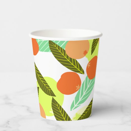 Mispel Fruitpatroon Bruidsmeisjesfeest Perzik  Papieren Bekers (Achterkant)