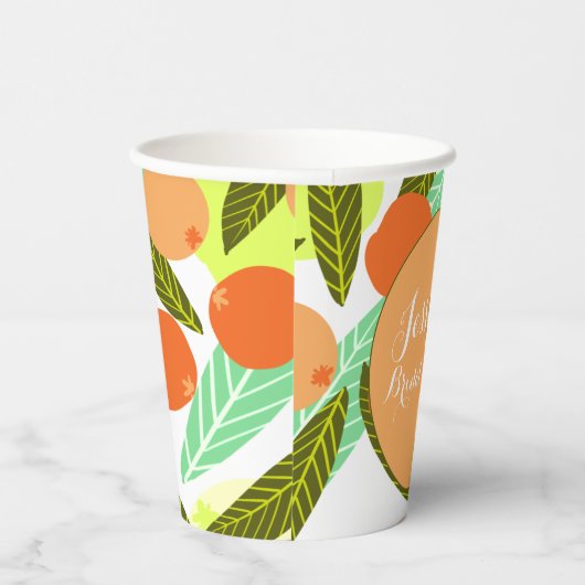 Mispel Fruitpatroon Bruidsmeisjesfeest Perzik  Papieren Bekers (Rechts)