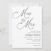 Miss aan mevrouw Calligraphy Bridal Shower-uitnodi Kaart (Voorkant)
