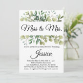 Miss aan mevrouw Eucalyptus Bridal Shower Uitnodig Kaart (Staand voorkant)