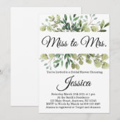Miss aan mevrouw Eucalyptus Bridal Shower Uitnodig Kaart (Voorkant / Achterkant)