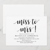 Miss aan mevrouw, Modern Vrijgezellenfeest Kaart (Voorkant / Achterkant)