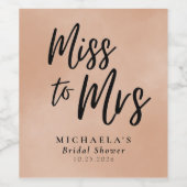 Miss aan mevrouw Terracotta Calligraphy Vrijgezell Wijn Etiket (Enkel label)