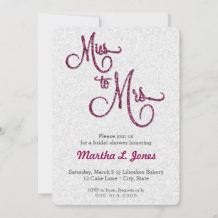 Miss aan Mrs. bridal douche uitnodiging roze glitt
