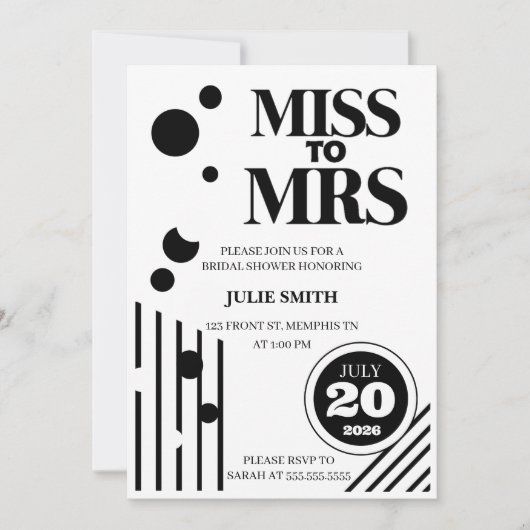 Miss aan Mrs Bridal Shower Uitnodiging (Voorkant)