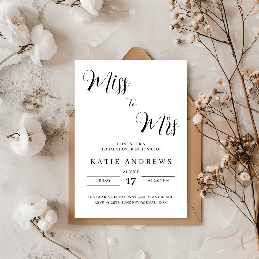 Miss aan Mrs Bridal Shower Uitnodiging