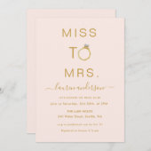 Miss aan Mrs Modern blush Bridal doueping Kaart (Voorkant / Achterkant)