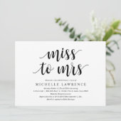 Miss aan Mrs., Modern Bridal Shower Uitnodiging (Staand voorkant)