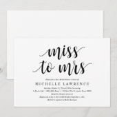 Miss aan Mrs., Modern Bridal Shower Uitnodiging (Voorkant / Achterkant)