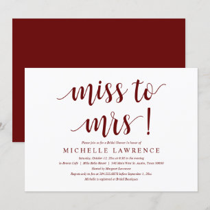Miss aan Mrs., Modern Bridal Shower Uitnodiging