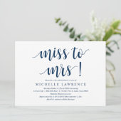 Miss aan Mrs., Modern Bridal Shower Uitnodiging (Staand voorkant)
