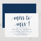 Miss aan Mrs., Modern Bridal Shower Uitnodiging (Voorkant / Achterkant)