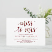Miss aan Mrs., Modern Bridal Shower Uitnodiging (Staand voorkant)