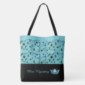 Miss America Aqua Crown Canvas tas Green Scrolls (Achterkant)