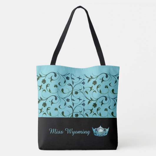 Miss America Aqua Crown Canvas tas Green Scrolls (Achterkant)