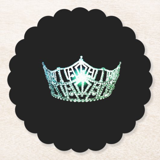 Miss America Aqua Crown Sclpd Paper Onderzetters (Voorkant)