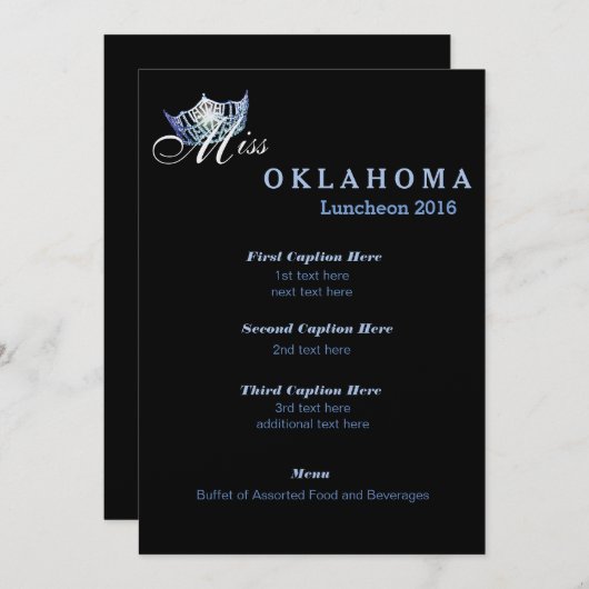 Miss America Black Shimmer Luncheon Programma Kaar (Voorkant / Achterkant)