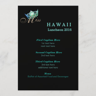 Miss America Black Shimmer Luncheon-programmakaart Menu