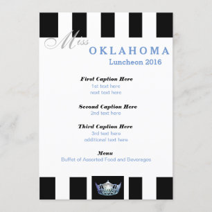 Miss America Black Stripe Luncheon Program Card Menu