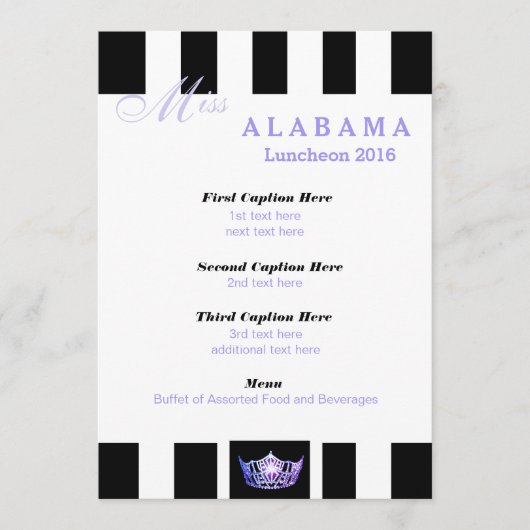 Miss America Black Stripe Luncheon Programma Kaart (Voorkant)