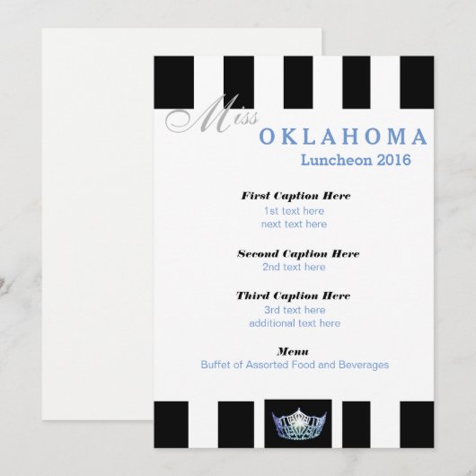 Miss America Black Stripe Luncheon Programma Kaart (Voorkant / Achterkant)