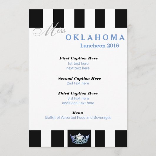 Miss America Black Stripe Luncheon Programma Kaart (Voorkant)