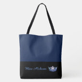 Miss America Blauwe Kroon Boodschappentas-Groot Na Tote Bag (Achterkant)