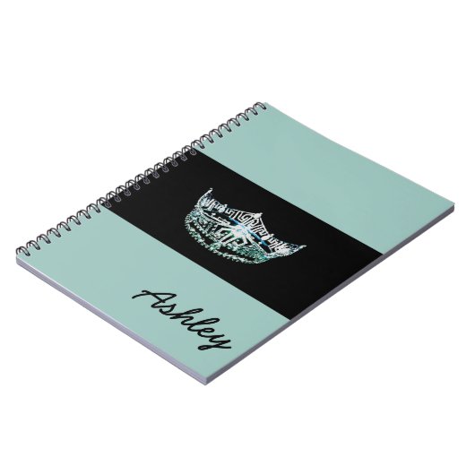 Miss America Blauwgroen Crown Custom Aqua Notitieb Notitieboek (Linkerzijde)
