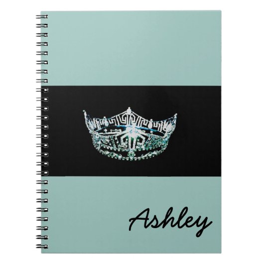 Miss America Blauwgroen Crown Custom Aqua Notitieb Notitieboek (Voorkant)