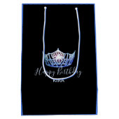 Miss America Blue Crown 2-Tone Gift Bag-Medium Medium Cadeauzakje (Achterkant)