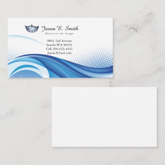 Miss America Blue Crown Ocean Wave Visitekaartje Contactkaartje (Voorkant / Achterkant)