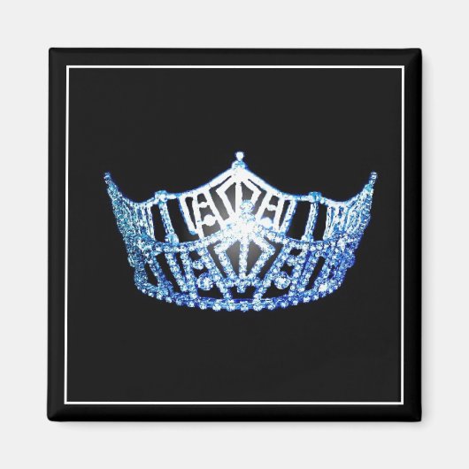 Miss America Blue Crown Square Magnet (Voorkant)