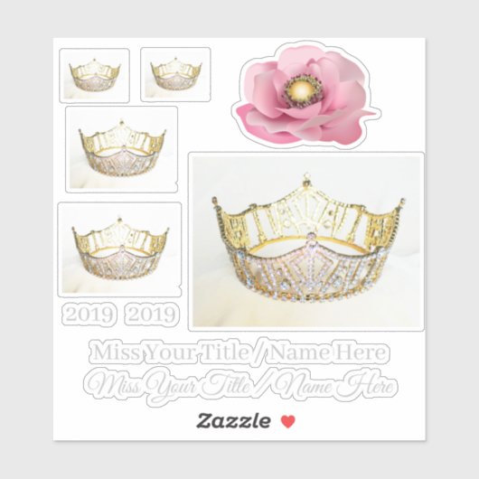 Miss America Crown Custom Stickers (Vel)