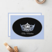 Miss America Crown Flat Note Cards-Blue Notitiekaartje (Voorkant / Achterkant in situ)