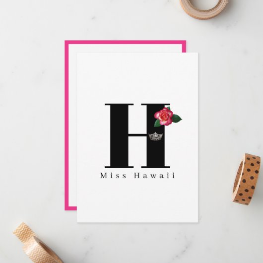 Miss America Crown Flat Note Cards-Roos Notitiekaartje (Voorkant / Achterkant in situ)