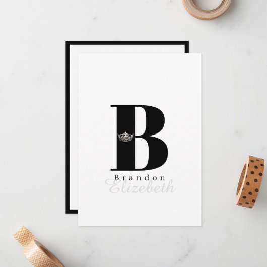 Miss America Crown Flat Note Cards-Sky Black Notitiekaartje (Voorkant / Achterkant in situ)