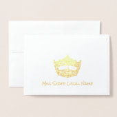 Miss America Crown Gold Foil Thank You Card Folie Kaarten (Voorkant met envelop)