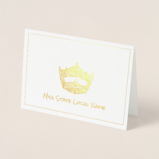 Miss America Crown Gold Foil Thank You Card Folie Kaarten (Voorkant)