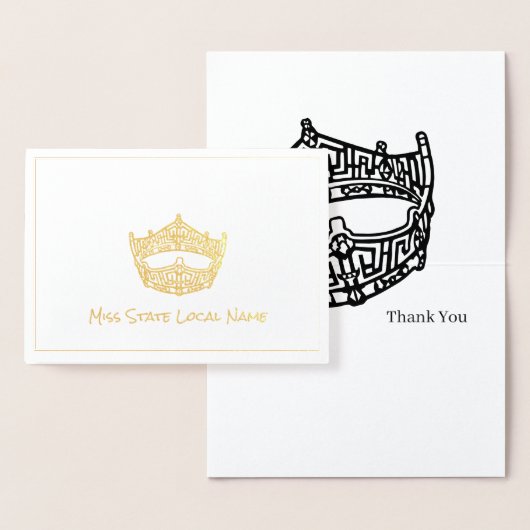 Miss America Crown Gold Foil Thank You Card Folie Kaarten (Display)