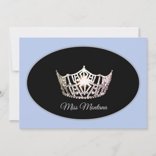 Miss America Flat Note Card Silver Crown/Baby Blue Notitiekaartje (Voorkant)
