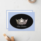 Miss America Flat Note Card Silver Crown/Baby Blue Notitiekaartje (Voorkant / Achterkant in situ)