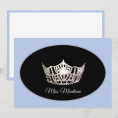 Miss America Flat Note Card Silver Crown/Baby Blue Notitiekaartje (Voorkant / Achterkant)