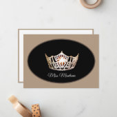 Miss America Flat Note Kaart-Gold Crown/Beige Notitiekaartje (Voorkant / Achterkant in situ)