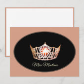 Miss America Flat Note Kaart-Gold Crown/Peach Notitiekaartje (Voorkant / Achterkant)