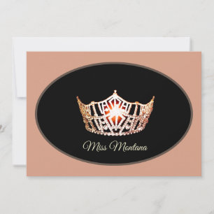 Miss America Flat Note Kaart-Gold Crown/Peach Notitiekaartje